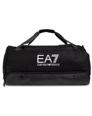 EA7 Mesh Detailed Zip-Up Duffle Bag - Black