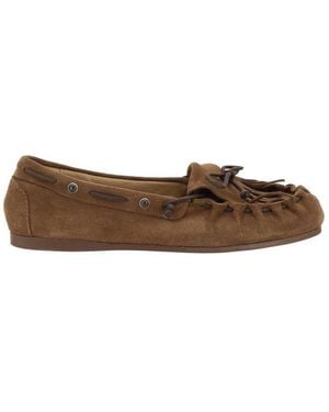 P.A.R.O.S.H. Bow Detailed Fringed Loafers - Brown