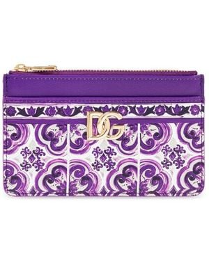Dolce & Gabbana Majolica Printed Card Case - Purple