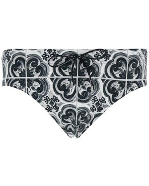Dolce & Gabbana Graphic Printed Drawstring Swim Trunks - Multicolor