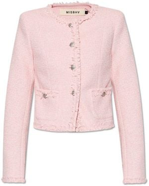 MISBHV Crewneck Tweed Cropped Jacket - Pink