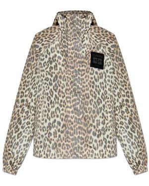 Ganni Leopard Print Jacket - Natural