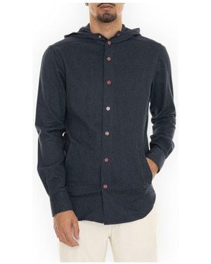 Kiton Buttoned Hoodie - Blue