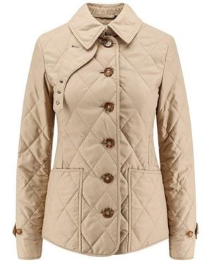 Burberry Diamond-Quilted Buttoned Jacket - Natural