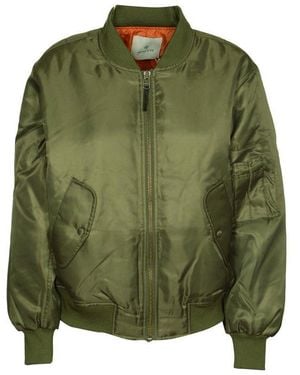 Anine Bing Leon Satin Zipped Bomber Jacket - Green