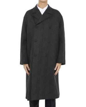 Dior Double-Breasted Long-Sleeved Coat - Black