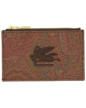 Etro Paisley Logo Embossed Wallet - Brown