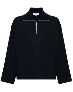 Studio Nicholson Half-Zipped Long-Sleeved Sweatshirt - Blue