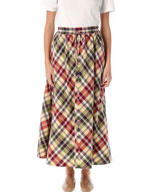 Polo Ralph Lauren Plaid Drawstring Maxiskirt - White