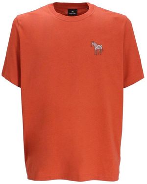 Paul Smith Embroidered-Motif Crewneck T-Shirt - Orange