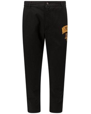 Moschino Button Detailed Straight Leg Trousers - Black