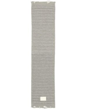 MM6 by Maison Martin Margiela Logo Patch Distressed Knitted Scarf - White