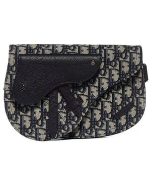 Dior Dior Oblique Jacquard Saddle Pouch Bag - Black