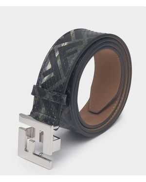Fendi Ff Buckle Patterned Belt - White