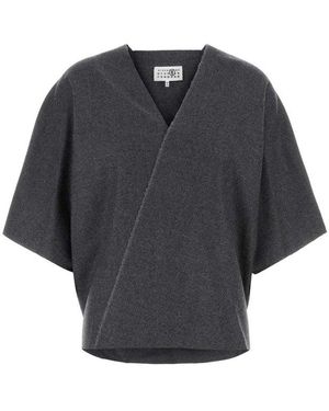 MM6 by Maison Martin Margiela V-Neck Knitted Top - Black
