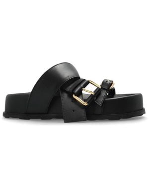 Moschino Belted Up Wedge Sandals - Black