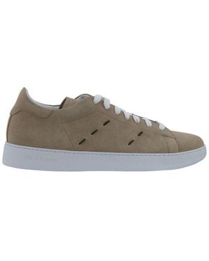 Kiton Logo Printed Lace-Up Sneakers - Brown