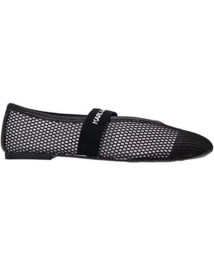 Karl Lagerfeld Logo Strap Slip-On Flat Shoes - Black