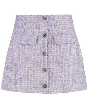 Self-Portrait A-Line Knitted Mini Skirt - Purple