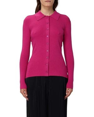 Michael Kors Ribbed Button-Up Cardigan - Pink