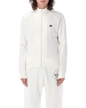 Wales Bonner Logo Embroidered Zip-Up Sweatshirt - White