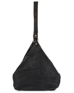 Guidi Horse Leather Triangular Bag With Zip Closure - Black