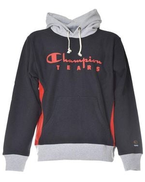 Champion Tears Colour Blocked Drawstring Hoodie - Blue