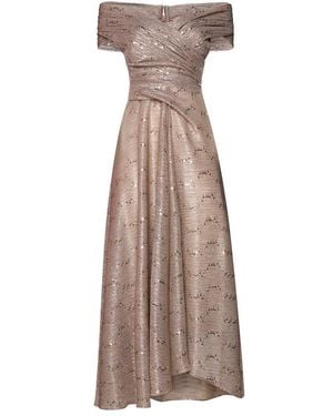 Talbot Runhof Off-Shoulder Midi Dress - Natural