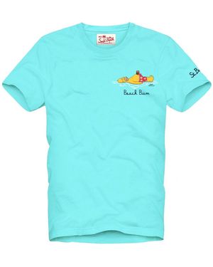 Mc2 Saint Barth Logo Printed Crewneck T-Shirt - Blue