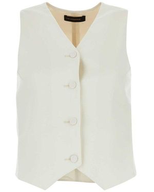 ANDAMANE Pauline V-Neck Buttoned Vest - White