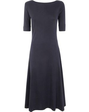 Ralph Lauren "Munzie" Elbow Sleeve Day Dress - Blue