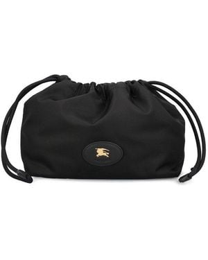 Burberry Logo Plaque Drawstring Pouch - Black