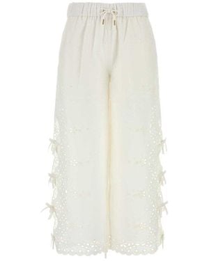 【送料&関税込】self-portrait White Linen Blend Pant White Linen Trousers – self-portrait