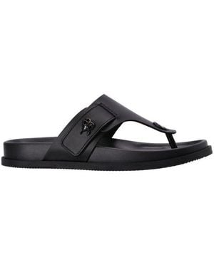 Karl Lagerfeld Logo Plaque Slip-On Sandals - Black