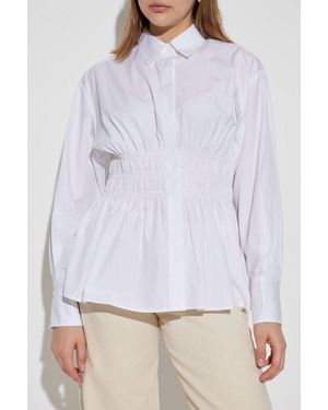 Rag & Bone Smocked Long Sleeve Top - White