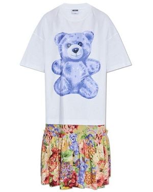 Moschino Teddy Bear Printed Oversized Dress - White