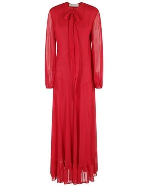Philosophy Di Lorenzo Serafini Flared Georgette Maxi Dress With V-Neckline