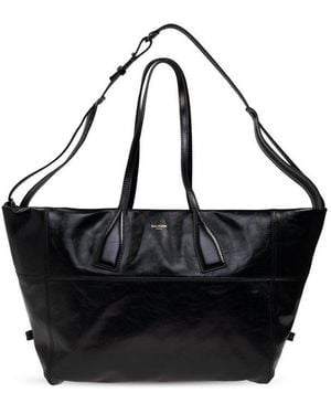 Balmain Track Shiny Tote Bag - Black