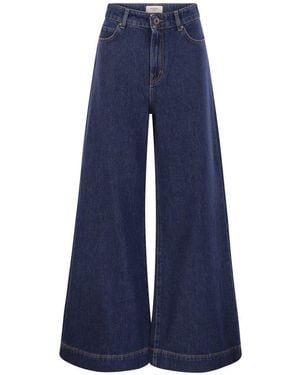 Weekend by Maxmara Logo Patch Wide Leg Jeans - Blue