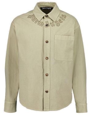 Palm Angels Curved Logo Varsity Jacket - Green