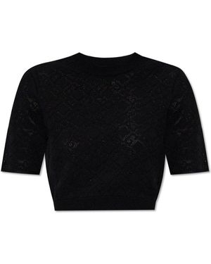 Givenchy Monogram 72 Jacquard Short-Sleeve Knit Top - Black