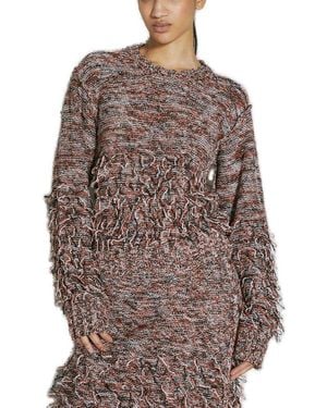 DURAZZI MILANO Fringe-Detailed Crewneck Knitted Jumper - Brown