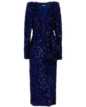 ROTATE BIRGER CHRISTENSEN Sequin-embellished Wrap Midi Dress - Blue