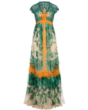 Etro V-Neck Printed Maxi Dress - Green