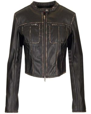 DIESEL G-Lobe Zipped Biker Jacket - Black