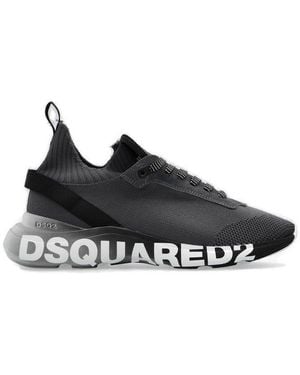 DSquared² Logo Printed Lace-Up Trainers - Black