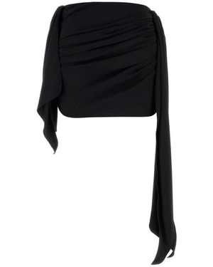 The Attico Draped Ruched Mini Skirt - Black