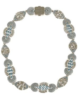 Miu Miu Logo-Engraved Embellished Choker - Metallic