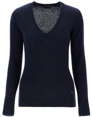 Tom Ford Seamless Knitted V-Neck Top - Blue