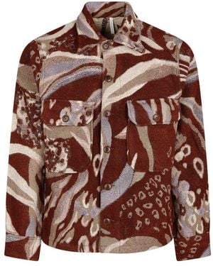 sunflower Patterned Button-Down Shirt - Brown